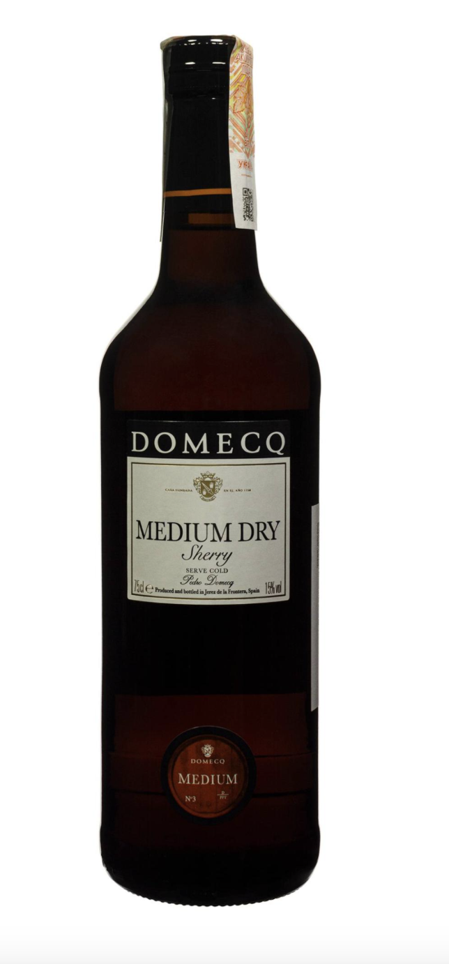 Вино Medium Dry Domecq херес кріплене напівсухе біле 0.75 15%